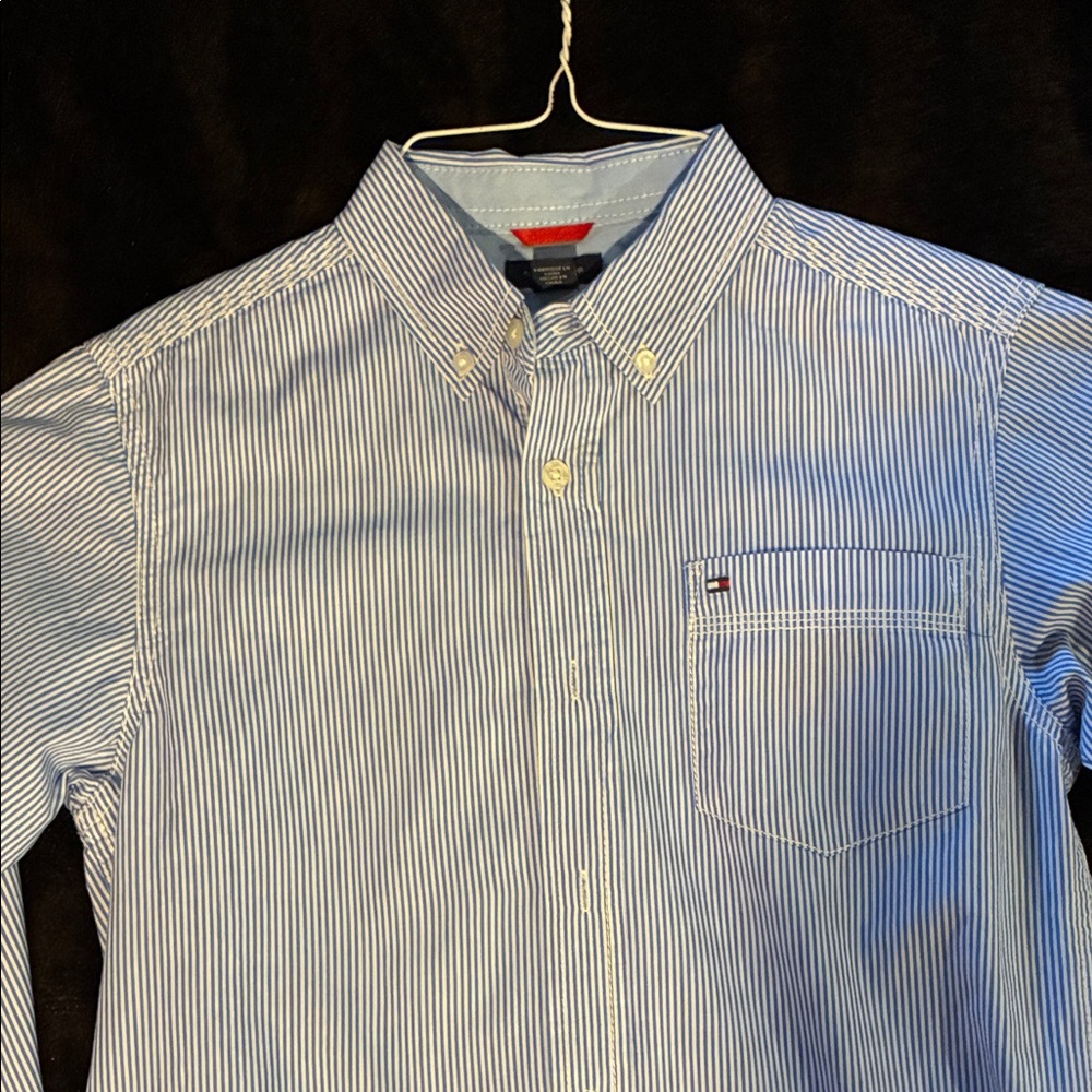 Tommy Hilfiger Blue and White Striped Shirt
